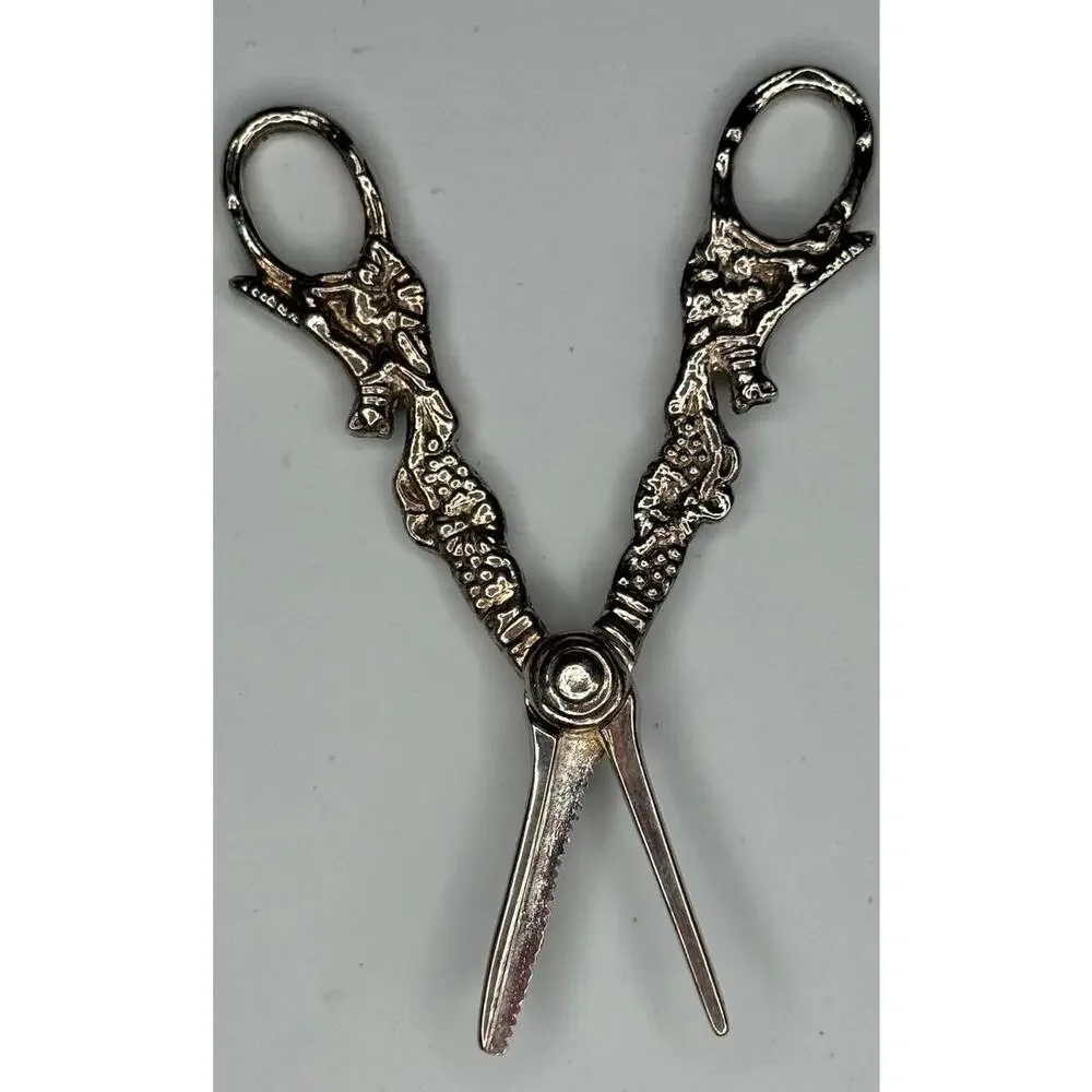 Vintage Silver Plated Ornate Scissors Fox & Grapes French Country Cottage 6